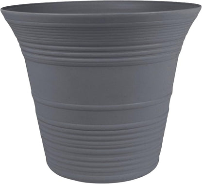 The HC Companies Sedona Round Self-Watering Pot - Lightweight Self Care Planter - Plastic Planter for Herbs & More - Durable Plant Pots for Indoor Plants & Outdoor Plants (12" Warm Gray, Pack of 1)