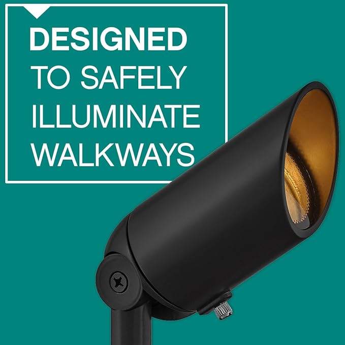 Hinkley Landscape Lighting 1536SK Accent Spot Light - Aluminum, MR16 LED Bulb Required, Safe for Wet Conditions, Wiring Kit and Ground Spike Included - Satin Black Finish with Clear Lens
