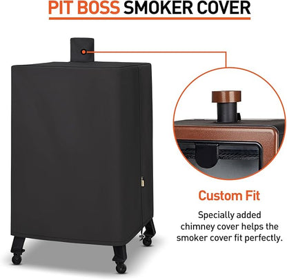Arcedo Vertical Smoker Cover Compatible with Pit Boss Copperhead 4, 5, 7 Series, PBV4PS2, PBV4NX, Pro 4-Series, Heavy Duty Waterproof Outdoor Wood Pellet Grill Cover for PB 73550, Black