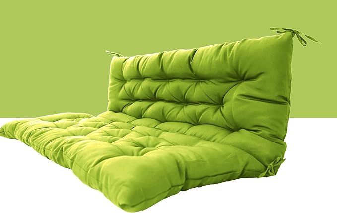 Outdoor Swing Cushions 3 Seater Waterproof, Replacement Bench Cushions for Outdoor Patio Furniture with Backrest, Porch Swing Cushion with Ties for Lawn and Garden (Grass Green, 40x71in)