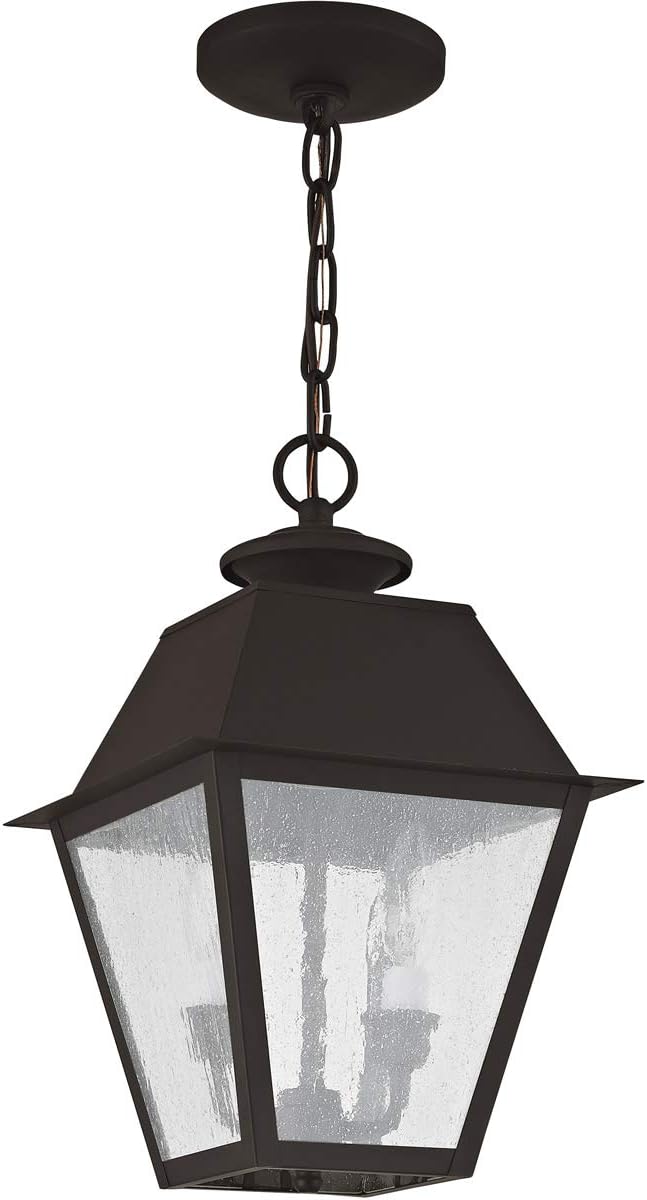 Livex Lighting 2167-07 Mansfield 2-Light Outdoor Hanging Lantern, Bronze
