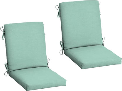 Arden 2-Pack Outdoor Patio Dining Chair Cushion, 20x44, Rain-Proof Seat Pad, Fade-Resistant Outdoor Cushion Aqua Leala