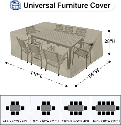 OutdoorLines Outdoor Waterproof Patio Table Furniture Set Covers - Rectangle Couch Sectional Cover Outside Weatherproof Patio Furniture Covering for Deck, Lawn and Backyard 110"L x 84"W x 28"H, Camel