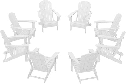WestinTrends Malibu Malibu Outdoor Folding Poly Adirondack Chair (Set of 8), White