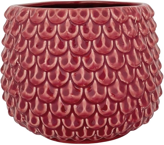 Bloomingville Stoneware Flower Pot Pinecone, Planter Cache Pot, Size M (5,25''), Red