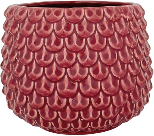 Bloomingville Stoneware Flower Pot Pinecone, Planter Cache Pot, Size M (5,25''), Red