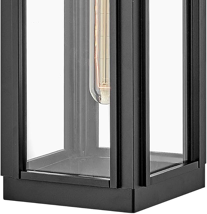 Hinkley Sag Harbor Medium Wall Mount Lantern - Heritage Collection, 1-Light, Traditional, Aluminum, Clear Glass - Black with Burnished Bronze Accents