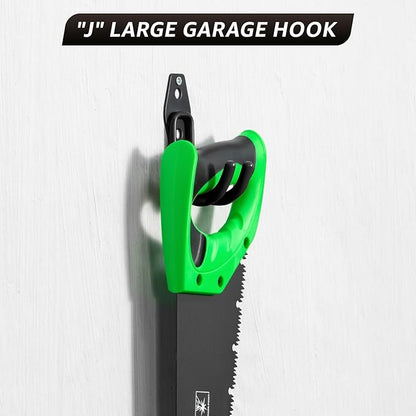 40 Pack Garage Hooks, Heavy Duty Steel Wall Mount Utility Hangers with Anti-Slip Coating for Hanging Bikes, Ladders, Power Tools, and Garden Equipment