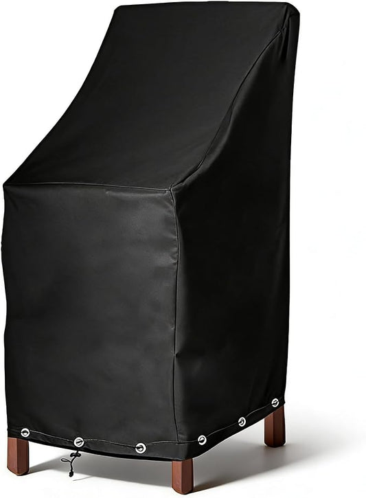 RosieLily Outdoor Chair Covers, High Back Patio Chair Covers Waterproof, Heavy Duty Patio Furniture Covers, Stackable Outdoor Bar Stool Covers, 600D, High Back with Lock Hole-1 Pack