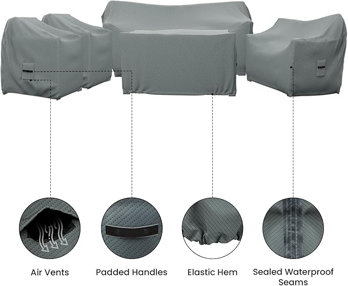 Covers & All Patio Furniture Cover, 5 Piece Outdoor Furniture Covers, Water-Repellent UV & Weather-Resistant Covers for Sofa, Loveseat, Chairs & Coffee Table