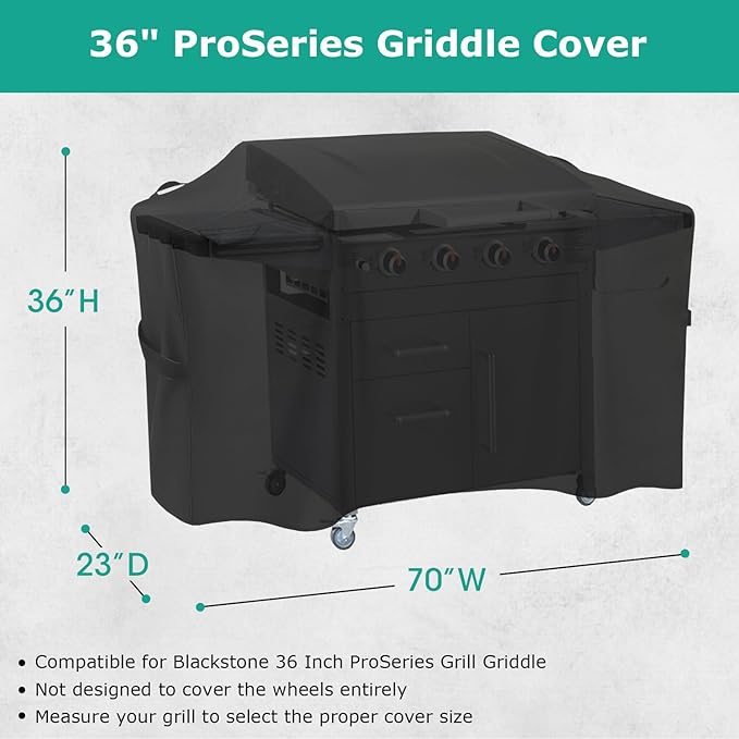 SunPatio Griddle Cover for Blackstone 36" Pro Series, Heavy Duty Waterproof Flat Top Gas Grill Cover 70 Inch, Outdoor All Weather Protection Griddle Cooking Station Grilling Protector, Black