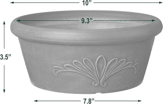 Arcadia Garden Products PSW TA25TP Plastic/Stone/Wood Composite Bulb Pan – No Drainage Hole (Drillable), Planter Bowl for Succulents, Bonsai, Fairy Gardens, Herbs,10-Inch, Taupe