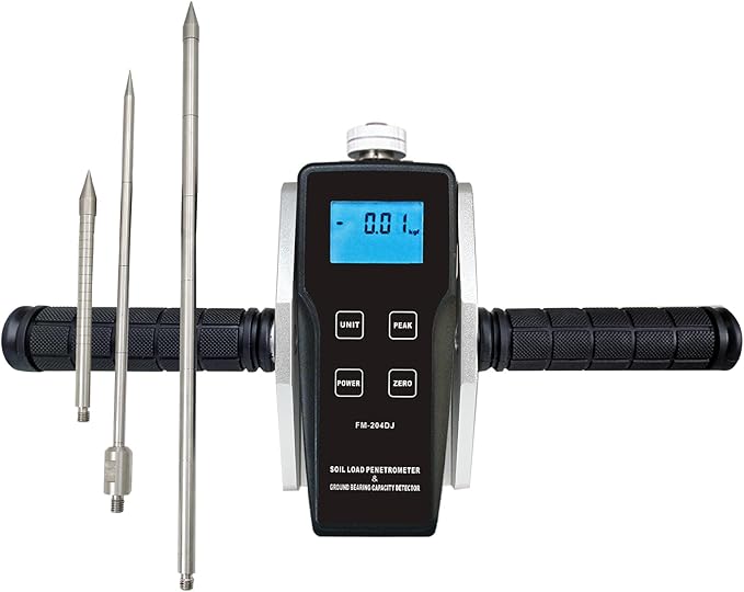 Digital Soil Penetrometer FM-204DJ Soil Compaction Tester Meter Gauge Ground Bearing Capacity Detector Test Tool (1.5V Batt Not Included)