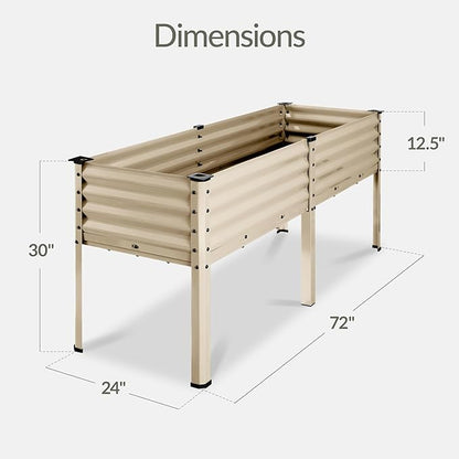 Best Choice Products 72x24x30in Non Toxic Galvanized Raised Garden Bed, Metal Elevated Planter Box, Vegetable Garden, 100% Non Toxic Materials - Beige