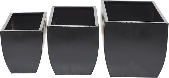 CosmoLiving by Cosmopolitan Metal Indoor Outdoor Planter, Set of 3 20", 18", 16"W, Black