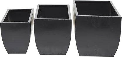 CosmoLiving by Cosmopolitan Metal Indoor Outdoor Planter, Set of 3 20", 18", 16"W, Black