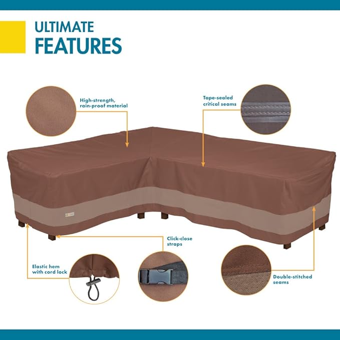 DUCKCOVERS Ultimate Waterproof 104 Inch Patio Left-Facing Sectional Lounge Set Cover, Patio Furniture Covers