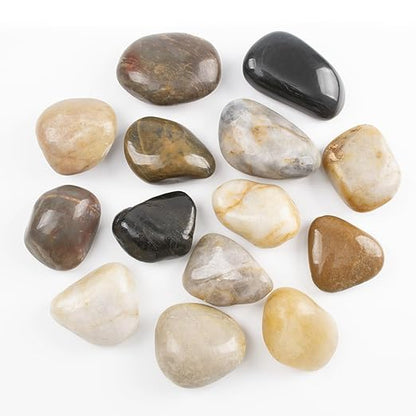 20lbs 2-3 Inch River Rocks, Decorative Mixed Pebbles for Garden Landscaping, Indoor Plants, Fish Tanks, Vases, and Succulents – Ideal for Home Decoration and Outdoor Gardens (Mixed, Weight: 20 LB)
