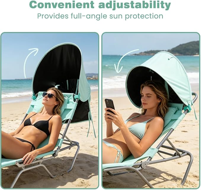 SUNNYFEEL Tanning Chair with Canopy, Face Down Lounger with Backpack Straps | 2-Pack Tanning Chair with Canopy, Face Down Lounger with Backpack Straps