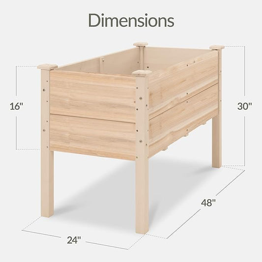 Best Choice Products 48" x 24" x 30" Raised Garden Bed with Extra Deep 16" Depth, Elevated Wood Planter Box Stand for Backyard, Patio, Balcony, Natural Fir Wood - Natural