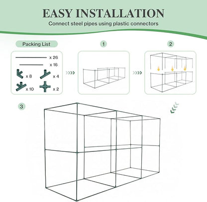 BPS Crop Cages for Garden Plant, 12x4x6 Ft Plant Netting Protection Tent with Zippered Door for Plants, Raised Garden Bed Cover with Frame for Vegetables, Fruits and Flowers