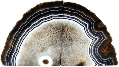 JIC Gem Agate Bookend(s) Black Bookshelf Decor geode bookends 1 Pair 3to 4 Lbs from Brazilian with Rubber Bumpers for Office and Home Decoration