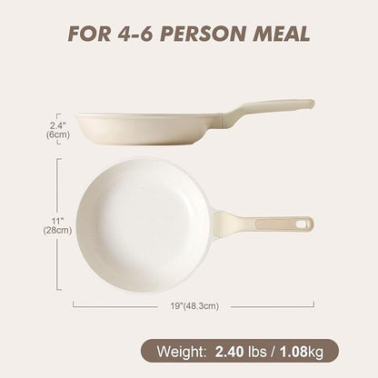 SENSARTE Nonstick Ceramic Frying Pan 11-Inch, Healthy Non Toxic Skillet, Induction Compatible Omelet Pan with Heat Resistant Handle, PFAS-Free, Cream White