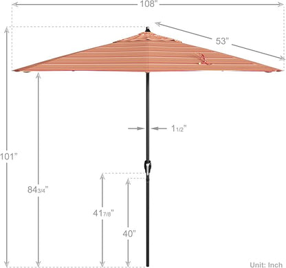 California Umbrella 9' Rd Aluminum Patio Umbrella, Crank Lift, Auto Tilt, Black Finish, Sunbrella Dolce Mango
