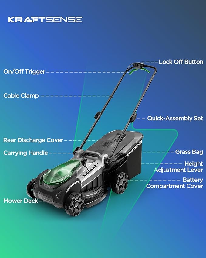 18" Electric Lawn Mower, 40V Cordless Lawn Mower with 2x5.0Ah Batteries, Brushless Motor, 2-in-1 Mulching & Bagging, 6-Position Height Adjustment, for Small to Medium Yards