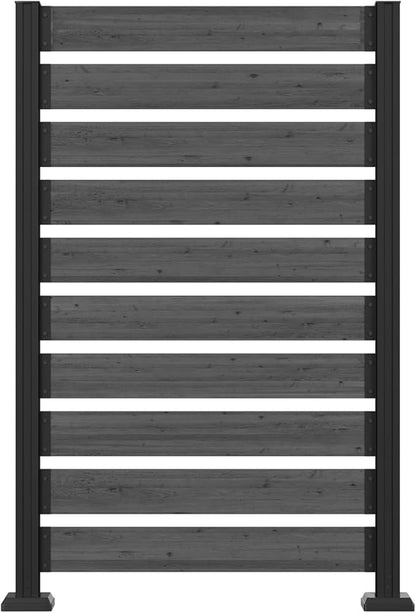 MUPATER 5ft H×3.3ft W No-Dig Wooden Privacy Screen-Dual-Use Design,Ideal Outdoor Privacy Barrier for Hard Surfaces & Soil,Durable Aluminum Post,Suit for Concealing Trash Bins, AC Units, Gray(1 Panel)
