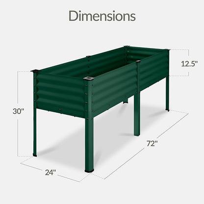 Best Choice Products 72x24x30in Non Toxic Galvanized Raised Garden Bed, Metal Elevated Planter Box, Vegetable Garden, 100% Non Toxic Materials - Dark Green