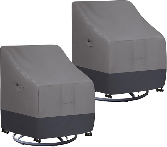 Easy-Going Outdoor Swivel Chair Cover Waterproof, Heavy Duty Patio Chair Cover, Windproof Outdoor Furniture Cover with Air Vent (2 Pack-28Wx33Dx38.5H inch, Gray/Dark Gray)