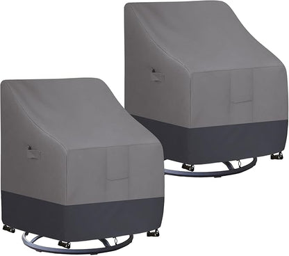 Easy-Going Outdoor Swivel Chair Cover Waterproof, Heavy Duty Patio Chair Cover, Windproof Outdoor Furniture Cover with Air Vent (2 Pack-28Wx33Dx38.5H inch, Gray/Dark Gray)