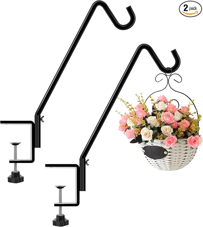FEED GARDEN 2 Pack 14 Inch Deck Hook, Deck Bird Feeder Hanger, Applicable Deck Thickness 1 Inch-3 Inch