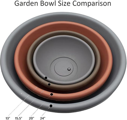 The HC Companies 20 Inch Large Garden Bowl Planter - Shallow Plant Pot with Drainage Plug for Indoor Outdoor Flowers, Herbs, Chocolate