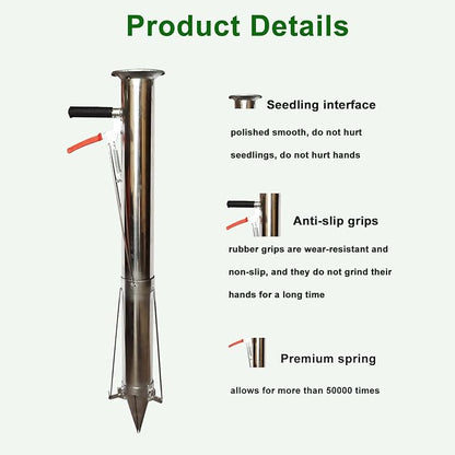Seedling Transplanting Bulb Planter Tool Long Handle, Vegetable Young Plant Manual Plant Transplanter, Single Handle Stainless Steel Planting Garden Tools for Garden, Greenhouse