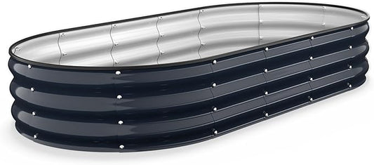 Kesfitt Raised Garden Bed, 6x3x1 FT Galvanized Steel Metal Raised Garden Bed, Oval Open-Bottom Design, 12-Inch Deep for Outdoor Vegetable & Herb Gardening, Midnight Blue