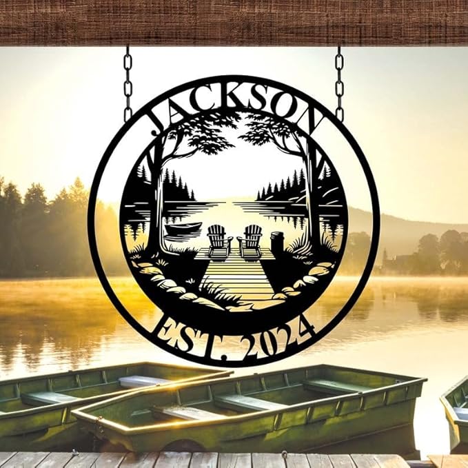 Custom Lake House Metal Sign, Personalized Cabin Metal Sign, Lodge Wall Art, Gift for Couple, Gifts for Family, Out Door or Indoor Decor, Family Last Name Signs, Gift for Christmas