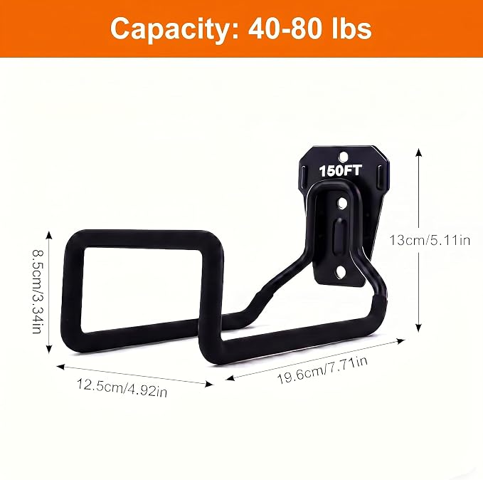 2Pcs Garden Hose Holder Wall Mount, Water Hose Hanger Hook for Outside, Heavy Duty Metal Hose Storage Reel for Garden, Patio, Backyard, Garage, Fence Hose Stand
