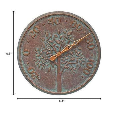 Whitehall Products 10437 Tree of Life 16 inch Indoor Outdoor Wall Thermometer in Copper Verdigris
