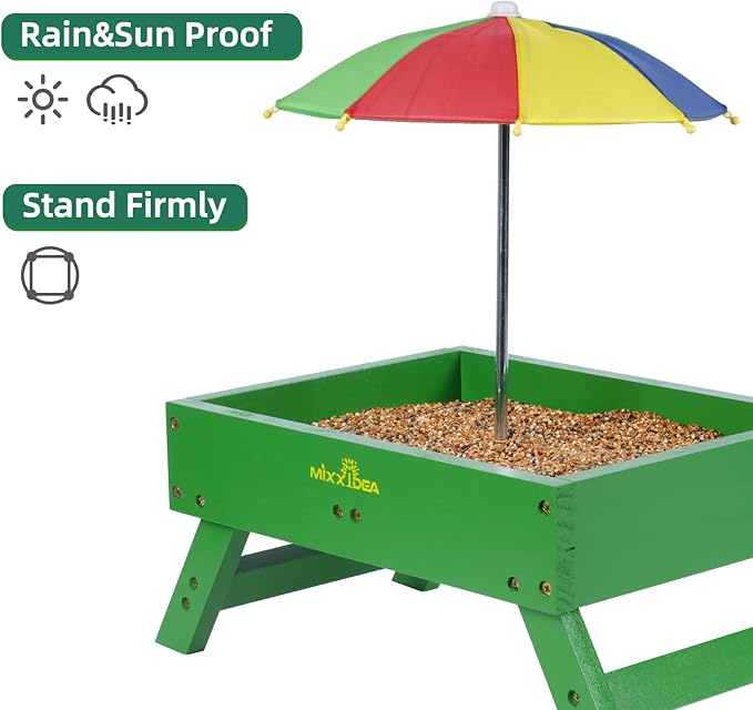 MIXXIDEA Ground Bird Feeder for Outdoors Bird&Squirrel Feeder Wooden Chicken Picnic Table Platform Feeder Wild Bird Feed Crow Feeder for Outside with 5 LBS Capacity
