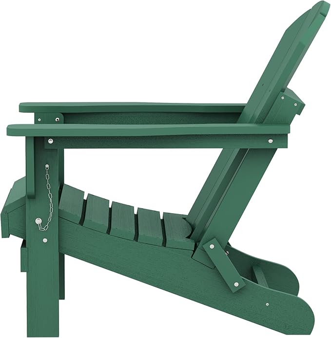 SERWALL Folding Adirondack Chair Painted Adirondack Chair Set of 8 Weather Resistant for Patio Deck Garden, Fire Pit & Lawn Furniture Porch - Green