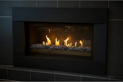 Stanbroil 10-Pound Fire Glass Beads - 1/2 inch Luster Fire Glass Drops for Fireplace Fire Pit | Gas Log Sets | Landscaping | Fish Tank, Onyx Black Luster
