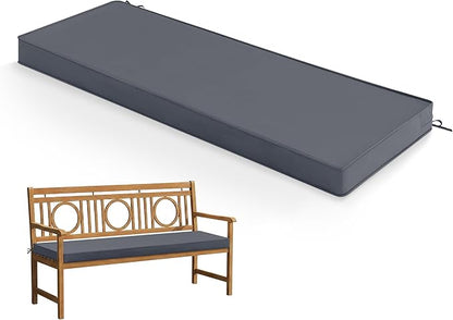 Summsun Outdoor Bench Cushion: Waterproof and Fade Resistant Patio Furniture Cushions - Non-Slip Bench Pad Cushion with Removable Cover for Garden Swing Porch Sofa Settee, 42 x 18 Inch, Dark Grey