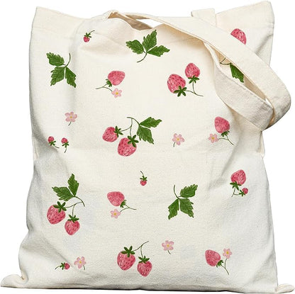 METALPHA Aesthetic Tote Bag for Women Girls - Resuable Double-Sided Printed Canvas Tote Bag with Snap Closure and Pocket