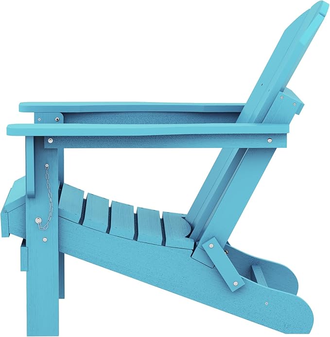 SERWALL Folding Adirondack Chair Weather Resistant Patio Chair Outdoor Chairs Set of 6 Painted Adirondack Chairs - Light Blue