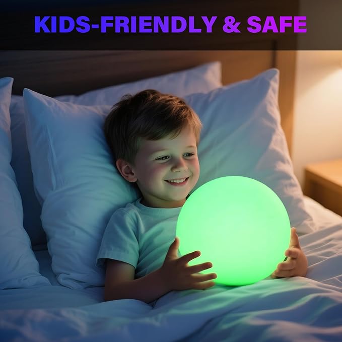 Orb Lamp | Rechargeable Colourful 16 RGB Colours LED Ball Light with Remote | Mood Lamp Globe Light Ball for Table or Bedroom | Modern Round Sphere Design | Indoor Color Changing Dome Accent