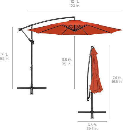 Best Choice Products 10ft Offset Hanging Market Patio Umbrella w/Easy Tilt Adjustment, Polyester Shade, 8 Ribs for Backyard, Poolside, Lawn and Garden