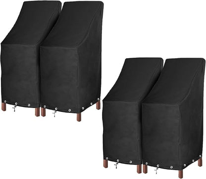 RosieLily Outdoor Chair Covers, High Back Patio Chair Covers Waterproof, Heavy Duty Patio Furniture Covers, Stackable Outdoor Bar Stool Covers, 600D, High Back with Lock Hole-4 Pack
