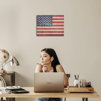 Berlun American Flag Wall Decor - Vintage Patriotic Canvas Wall Art for Home, Office, or Outdoor - USA Flag Wall Hanging for Independence Day, 4th of July, Memorial Day -Merry Christmas Gifts-AL-11 ﻿ ﻿